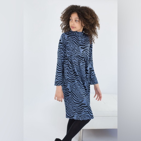 VIBE Blue and Black Zebra Print Dress Big Girl or Women's Size 14 NWT - Picture 2 of 15